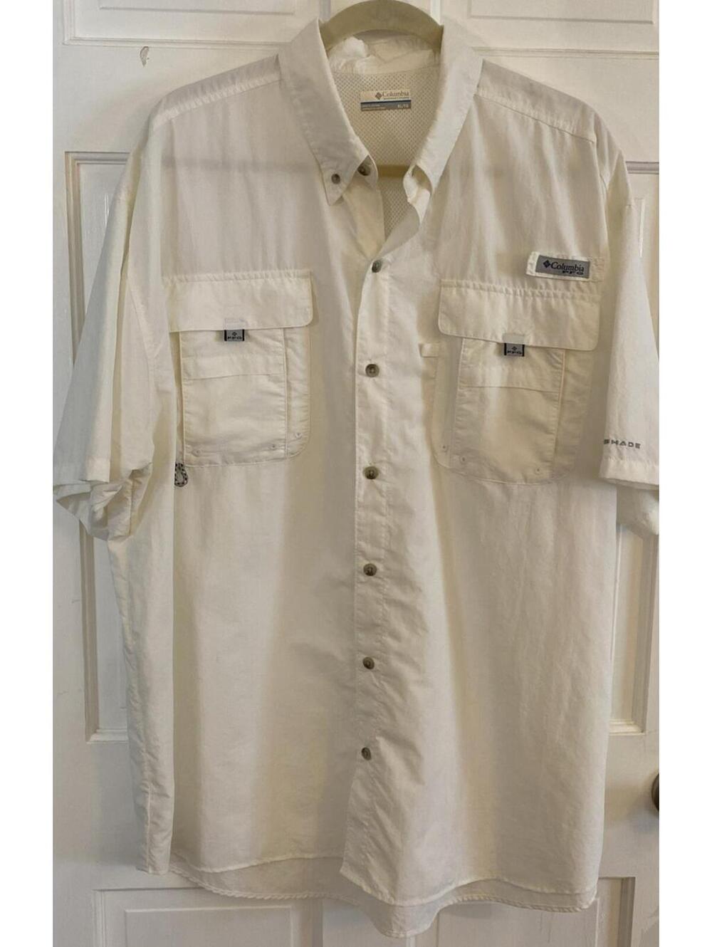 Columbia PFG Shirt Mens XL White Bahama Short Sleeve Button Up Casual Vented